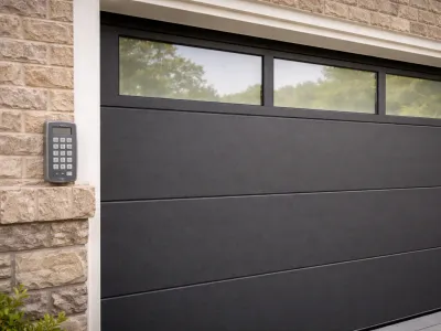 Insulated steel garage door with smart keypad