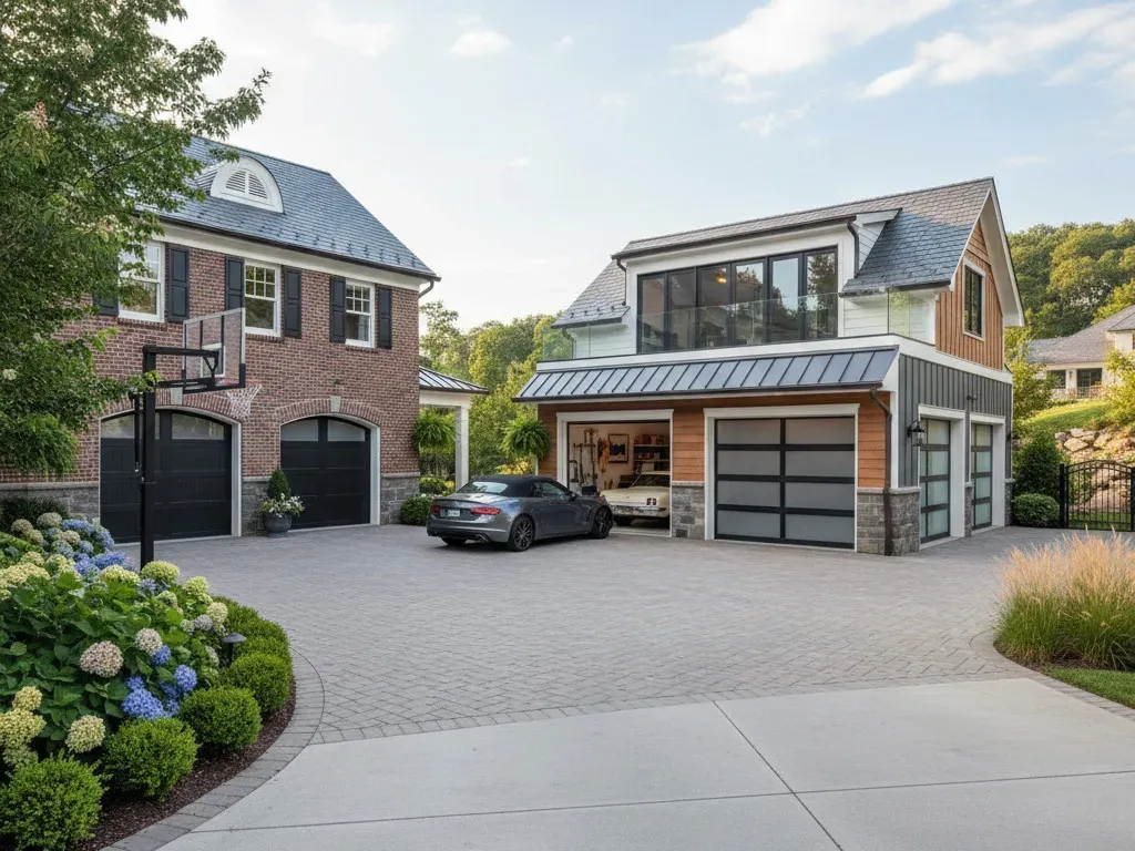 Home exterior with an attached garage door