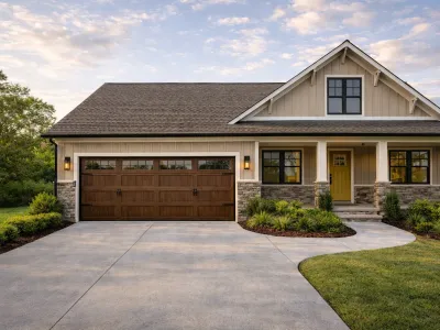 Custom wood composite garage door