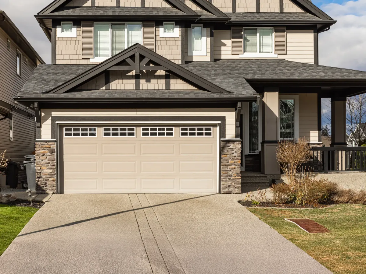 Residential garage door exterior on a home