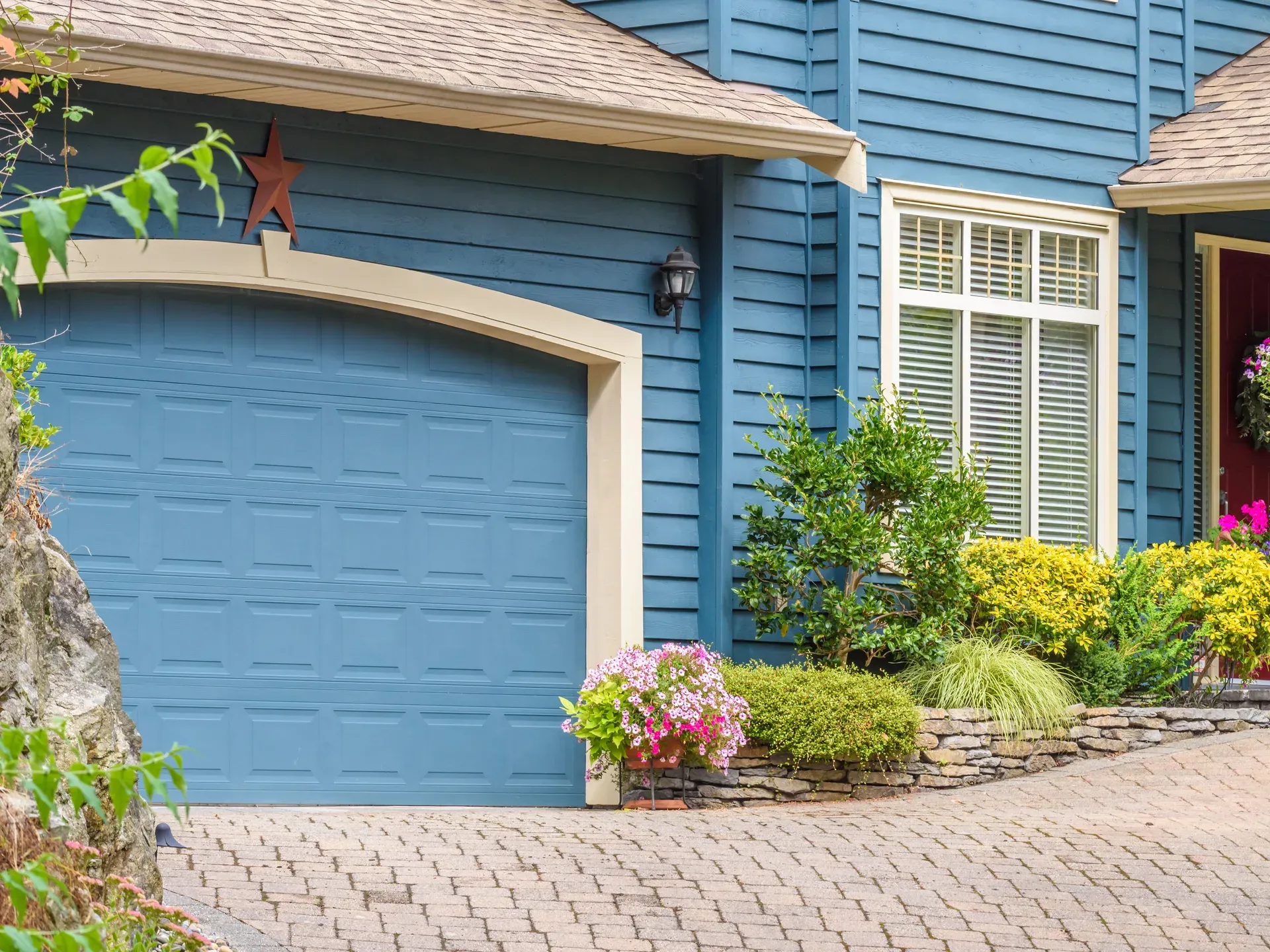 Residential garage door exterior