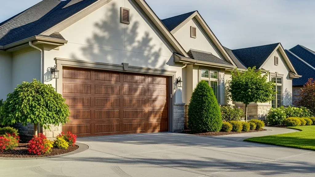 Home exterior with a prominent garage door and driveway