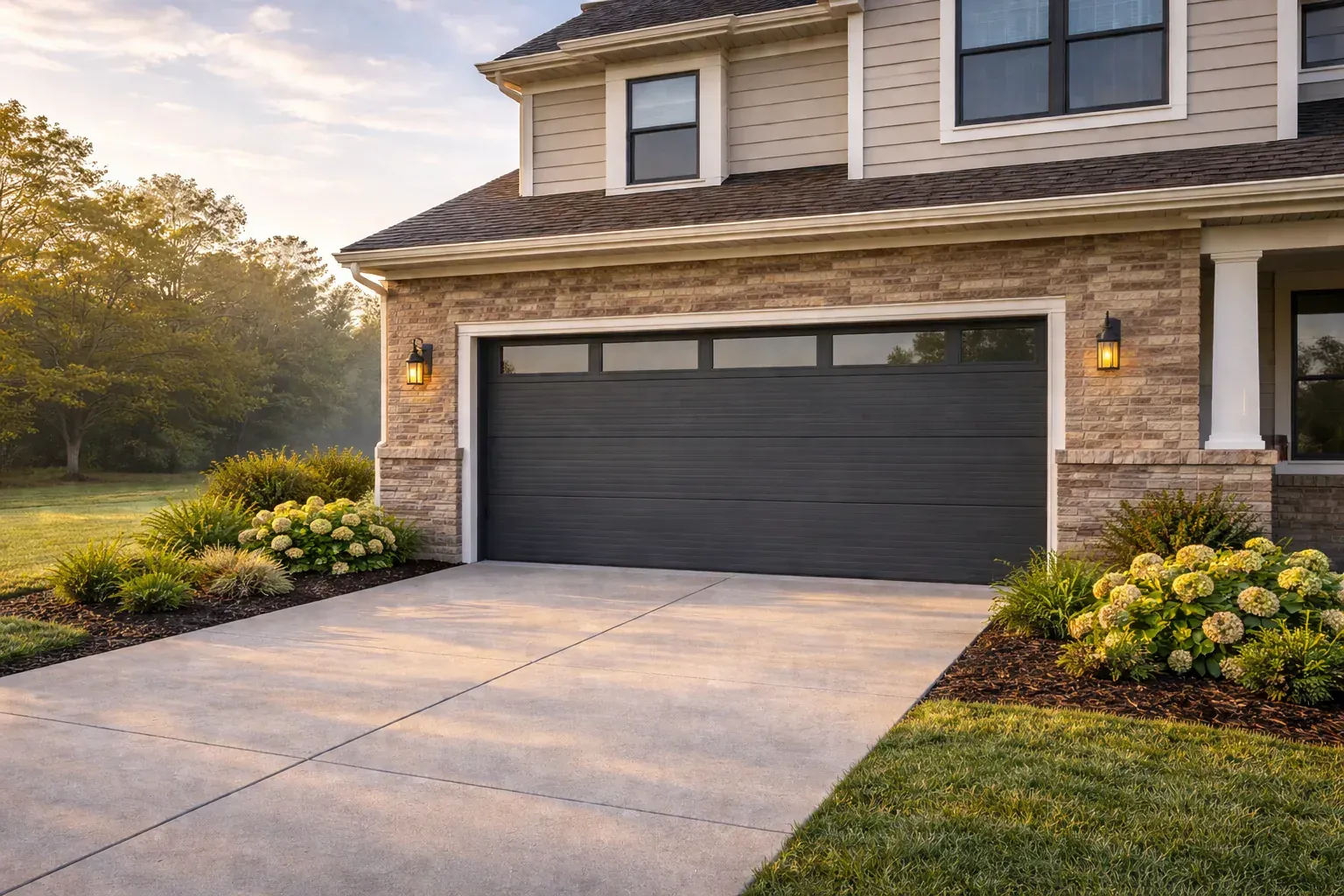 Modern flush panel garage door in Graysville GA