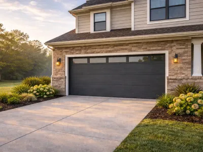Contemporary flush panel garage door