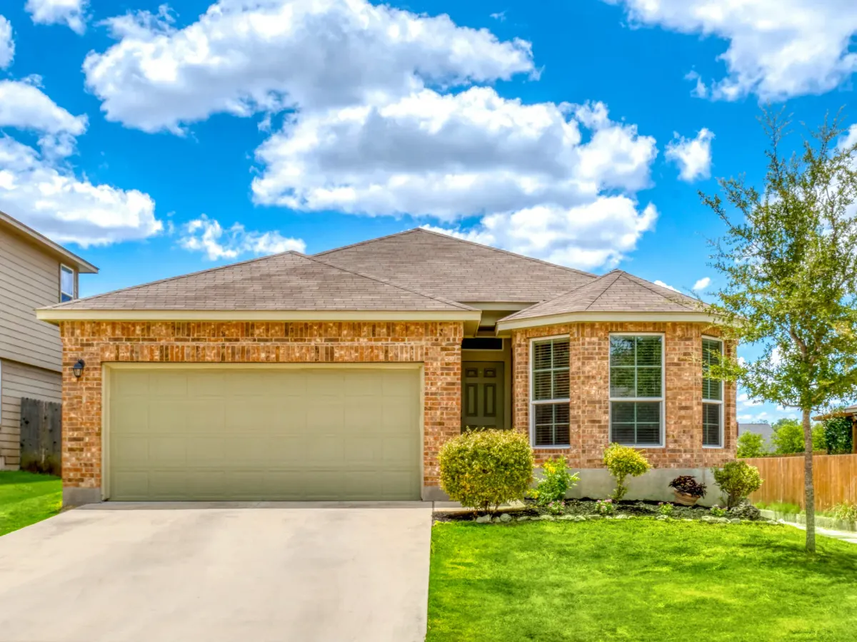 Residential home exterior with garage door options