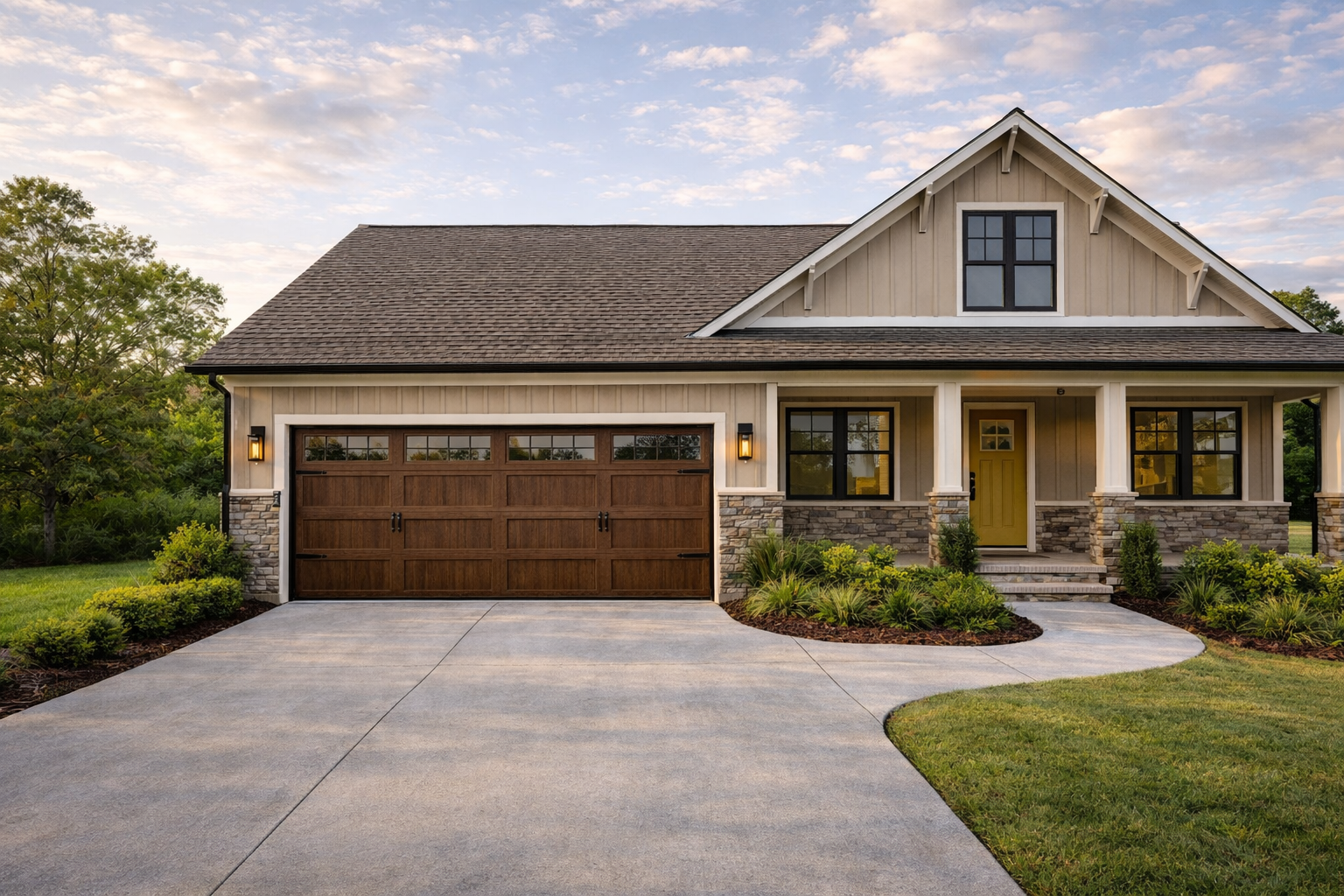 Custom wood composite garage door