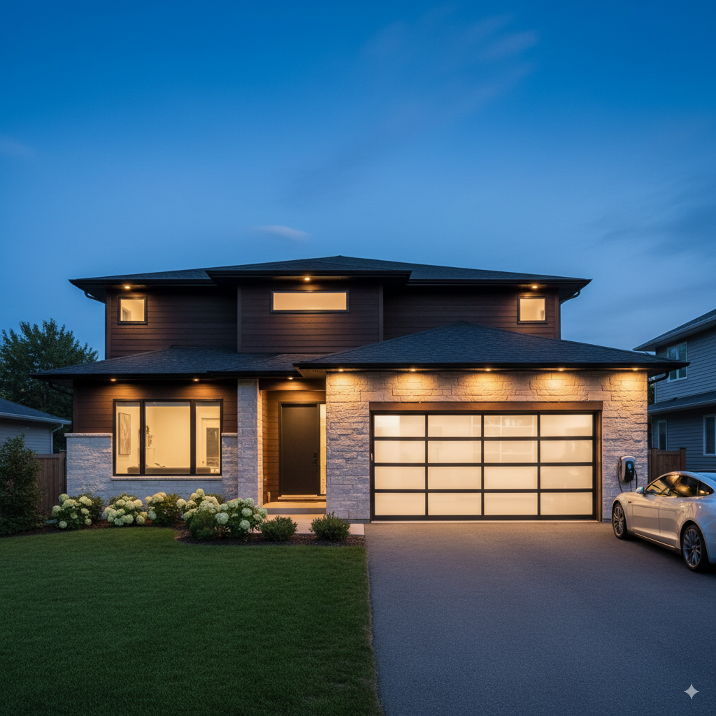 Technician calibrating garage door springs inside a workshop